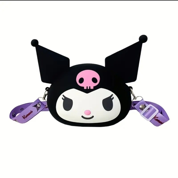 Black kuromi silicone purse shoulder bag pink skull - Picture 4 of 8